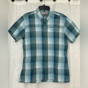 Eddie Bauer Teal and White Plaid Casual Shirt